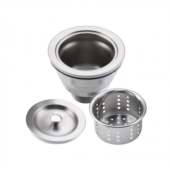 KES Kitchen Sink Drain Strainer 3-1/2-Inch Sink Drain Assembly Stopper with Deep Basket Cover Lid Rustfree SUS 304 Stainless Steel, S3001